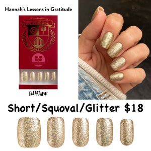 Red Aspen Gold Glitter Press-On Nails